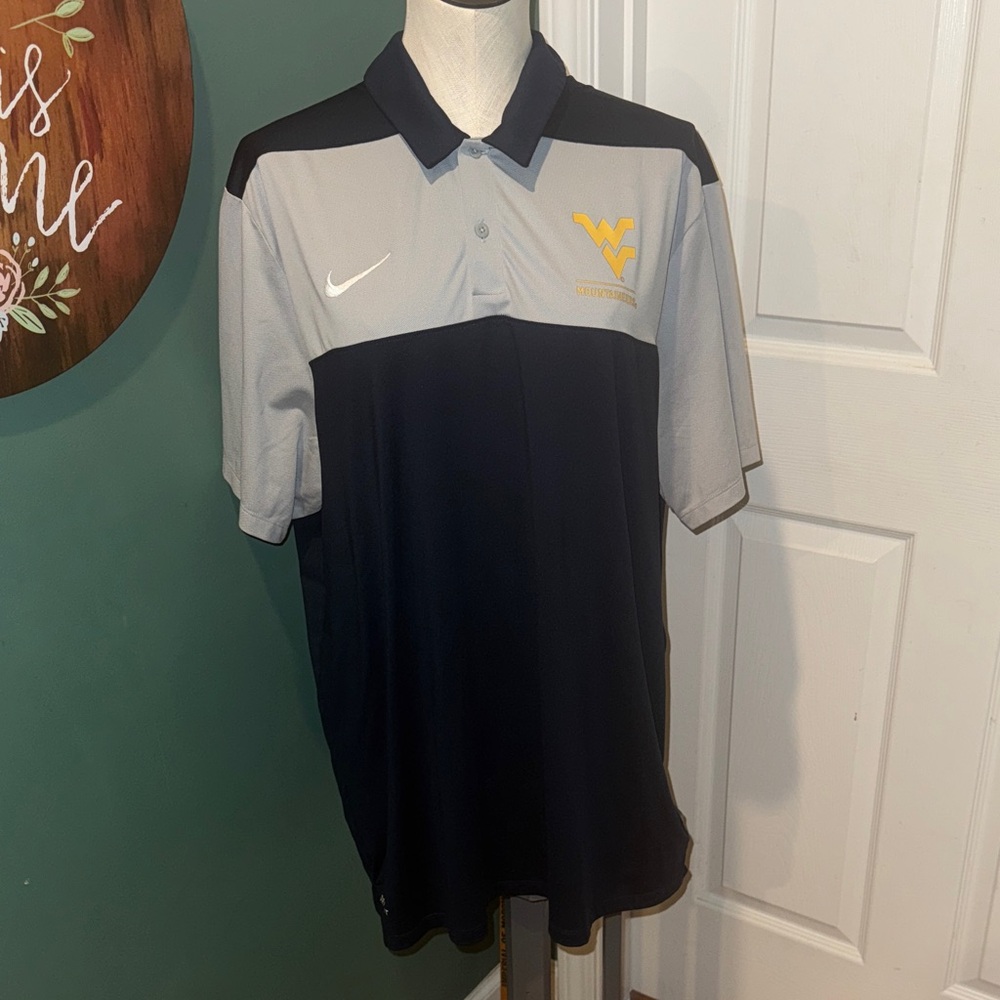 Men's Nike Polo Shirt XL. WVU MOUNTAINEERS-‎ BLUE/gray